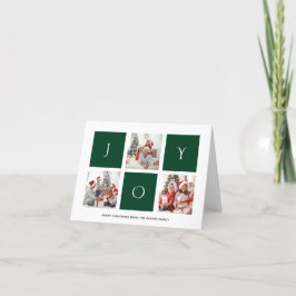 Tarjeta Festiva JOY Modern Green Fun Script Collage de fotos Simpl