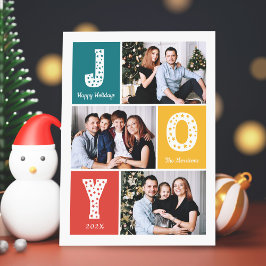 Tarjeta Festiva JOY Modern Happy Holidays 3 Collage de fotos