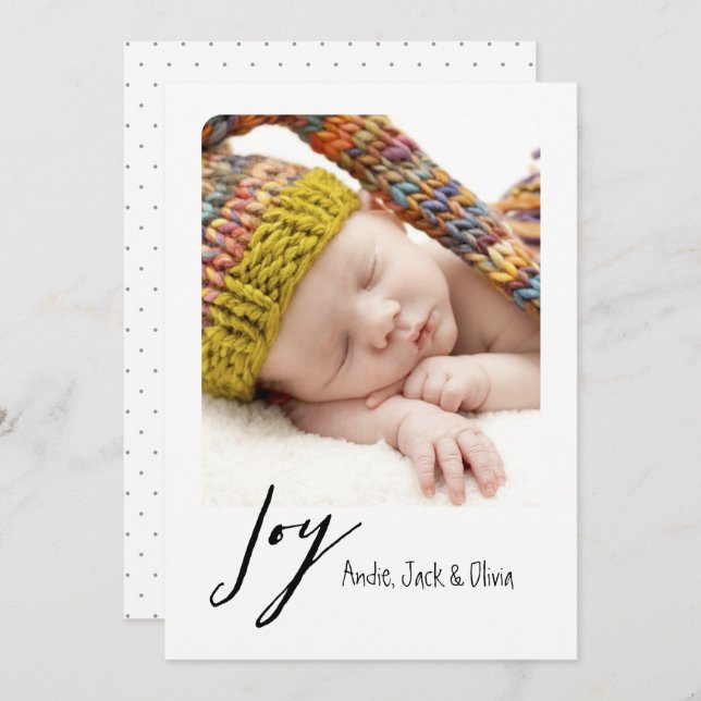 Tarjeta Festiva Joy Modern Holiday Card (Anverso / Reverso)