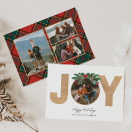 Tarjeta Festiva JOY Multi Photo Holiday Card