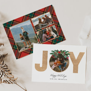 Tarjeta Festiva JOY Multi Photo Holiday Card
