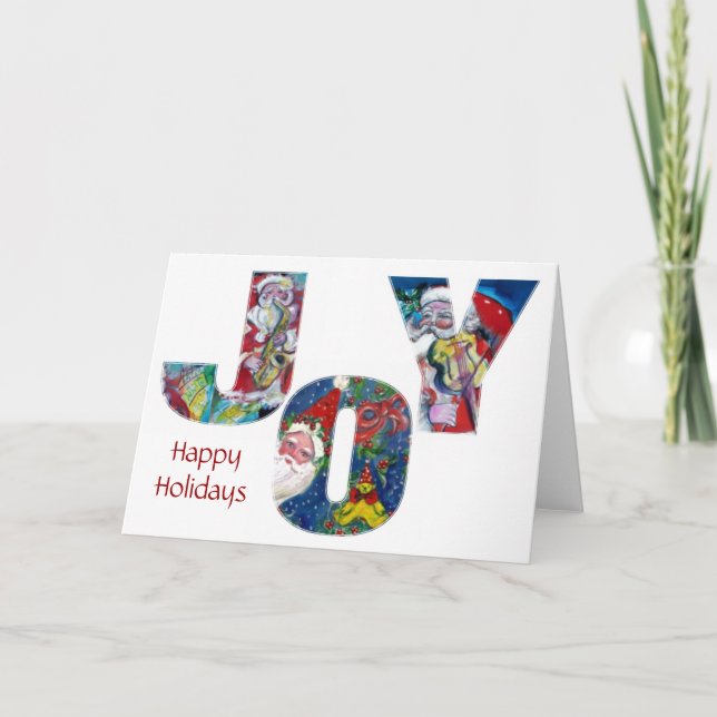 TARJETA FESTIVA JOY MUSICAL SANTA CHRISTMAS GREETINS (Anverso)