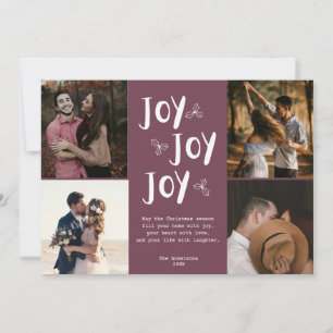 Tarjeta Festiva Joy Navidades del Collage de fotos Red Holly de re