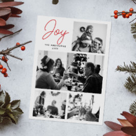 Tarjeta Festiva Joy Navidades | Saludo moderno de familia multifot