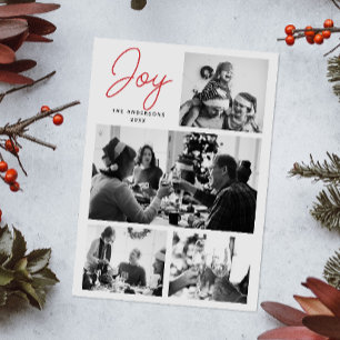 Tarjeta Festiva Joy Navidades   Saludo moderno de familia multifot