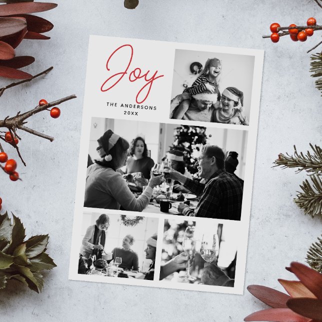 Tarjeta Festiva Joy Navidades | Saludo moderno de familia multifot (Subido por el creador)