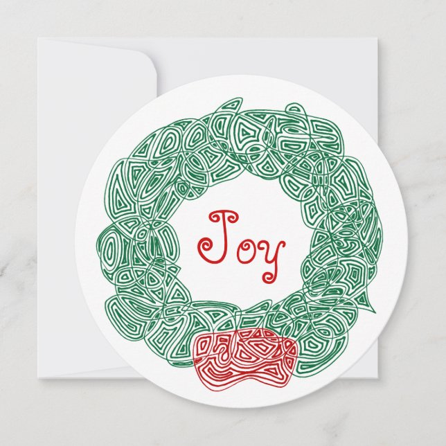 Tarjeta Festiva Joy Navidades Wreath (Anverso)