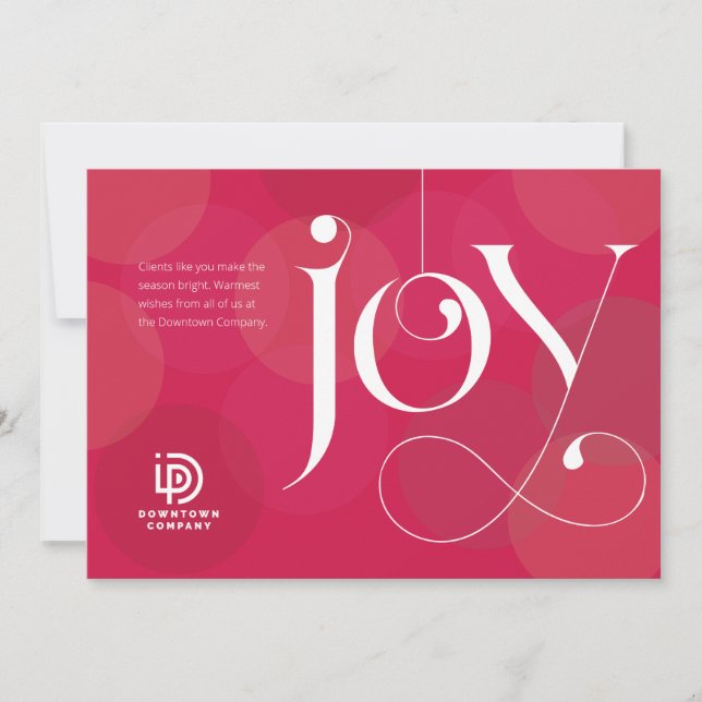 Tarjeta Festiva Joy Ornament Business Holiday Card (Anverso)
