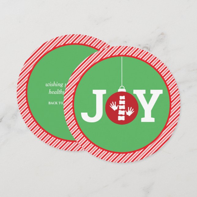 Tarjeta Festiva JOY Ornament Stripes Chiroprácticos Navidades redo (Anverso / Reverso)