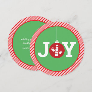 Tarjeta Festiva JOY Ornament Stripes Chiroprácticos Navidades redo