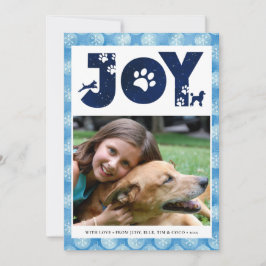 Tarjeta Festiva JOY Paws | Amantes De Las Mascotas Con Copos De Ni