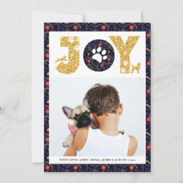Tarjeta Festiva JOY Paws Gold | Amantes De La Mascota Pine Bough F