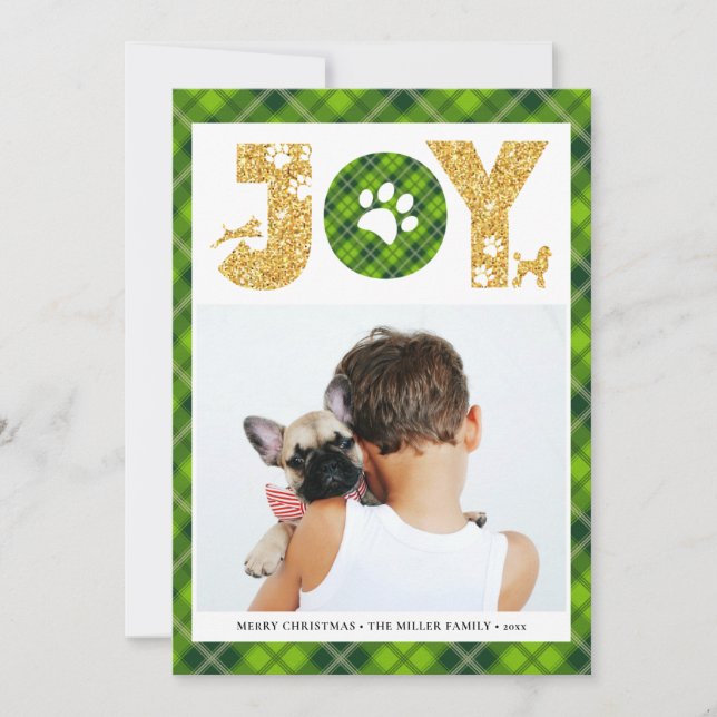 Tarjeta Festiva JOY Paws Gold | Amantes de las mascotas (Anverso)