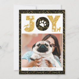 Tarjeta Festiva JOY Paws Gold | Amantes de las mascotas Pine Bough