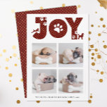 Tarjeta Festiva JOY Paws Gold | Los amantes de las mascotas Cuatro<br><div class="desc">Celebra el feriado con esta moda, linda y encantadora tarjeta de vacaciones minimalista. Esta tarjeta contiene cuatro (4) de tus fotos favoritas de mascota en un sencillo diseño de collage. Las fotos de arriba muestran la letra " JOY " con garras de perrito en oro y rojo. Debajo de las...</div>