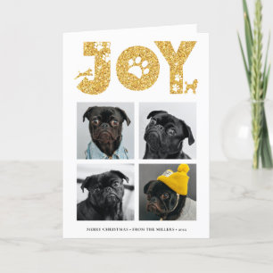 Tarjeta Festiva JOY Paws Gold Los amantes de las mascotas Cuatro