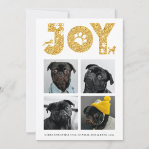 Tarjeta Festiva JOY Paws Gold Los amantes de las mascotas Cuatro