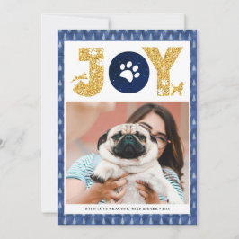 Tarjeta Festiva JOY Paws Gold | Los Amantes De Las Mascotas Pino E