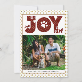 Tarjeta Festiva JOY Paws Gold | Punto de oro rojo para los amantes