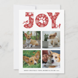 Tarjeta Festiva JOY Paws Snowflake | Collage de fotos Pet Lover Fo