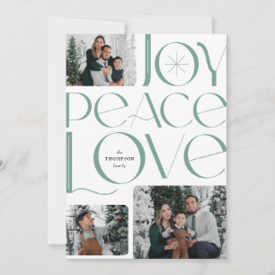 Tarjeta Festiva Joy Peace Love Holiday Photo Card