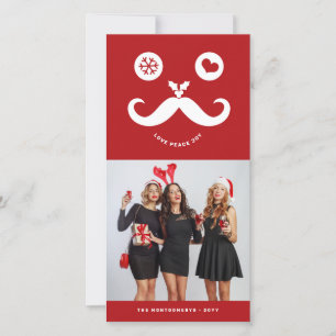 Tarjeta Festiva Joy Peace Love Mustache Sonriente Face Funny Photo