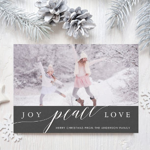 Tarjeta Festiva Joy Peace Love Navidades Holiday Photo Card