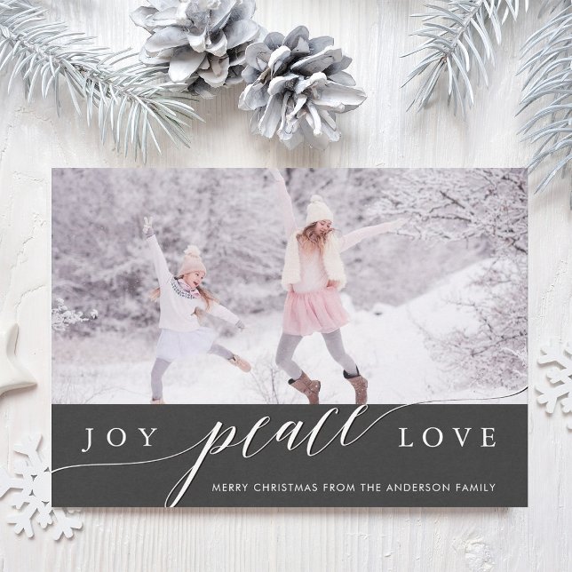 Tarjeta Festiva Joy Peace Love Navidades Holiday Photo Card (Subido por el creador)