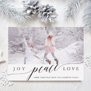 Tarjeta Festiva Joy Peace Love Navidades Holiday Photo Card