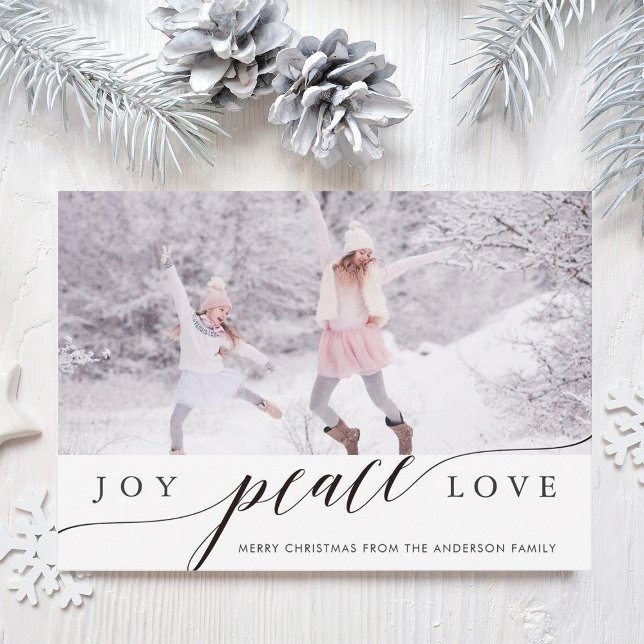Tarjeta Festiva Joy Peace Love Navidades Holiday Photo Card (Subido por el creador)