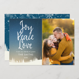 Tarjeta Festiva Joy Peace Love Navidades Winter Scene Photo