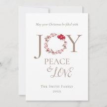 JOY PEACE LOVE Navidades Wreath | Beige rojo