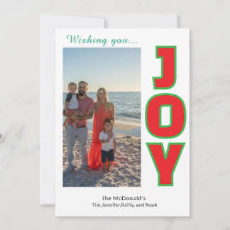 Tarjeta Festiva Joy Personalized Photo Collage Holiday Card