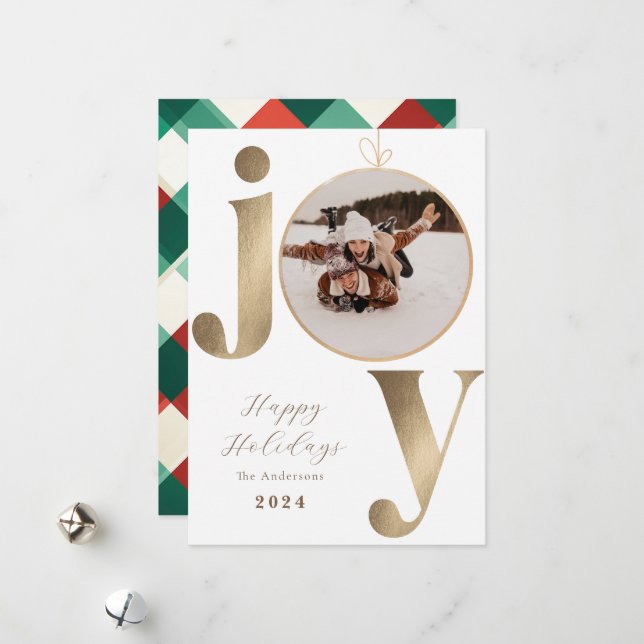 Tarjeta Festiva Joy Photo Holiday Card (Anverso/Reverso In Situ)