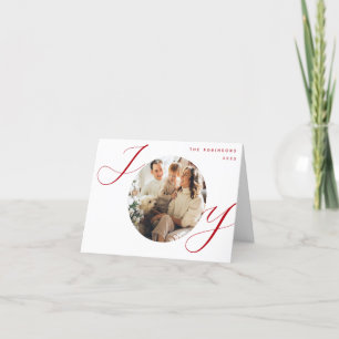 Tarjeta Festiva Joy Photo Navidades Navidades de guión rojo