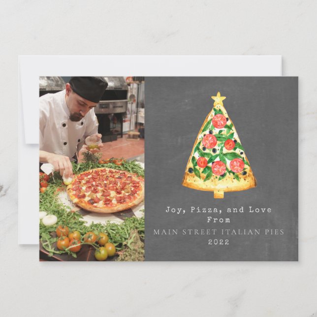 Tarjeta Festiva Joy Pizza Love Navidades Italiano Chalkboard Photo (Anverso)