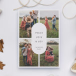 Tarjeta Festiva Joy por la paz y el amor por la paz 4 Navidades Mi<br><div class="desc">Peace Love Joy: una tarjeta de Navidades moderna con un diseño contemporáneo y un collage de 4 fotos.</div>
