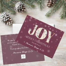 Tarjeta Festiva Joy Red Business Holiday Card con logotipo