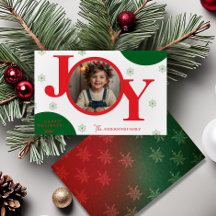 JOY Red & Green Modern Photo Family