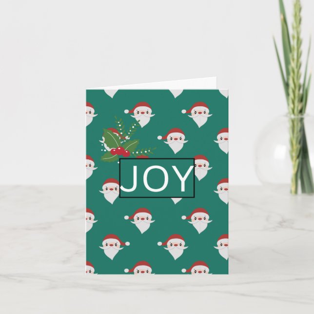 Tarjeta Festiva Joy Santa Pattern Christmas Pocket Folder (Anverso)