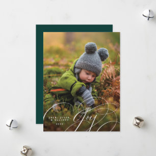 Tarjeta Festiva Joy Script Happy Overlay Full Photo Holiday Card