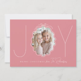 Tarjeta Festiva JOY Simple Bow Wavy Photo Navidades