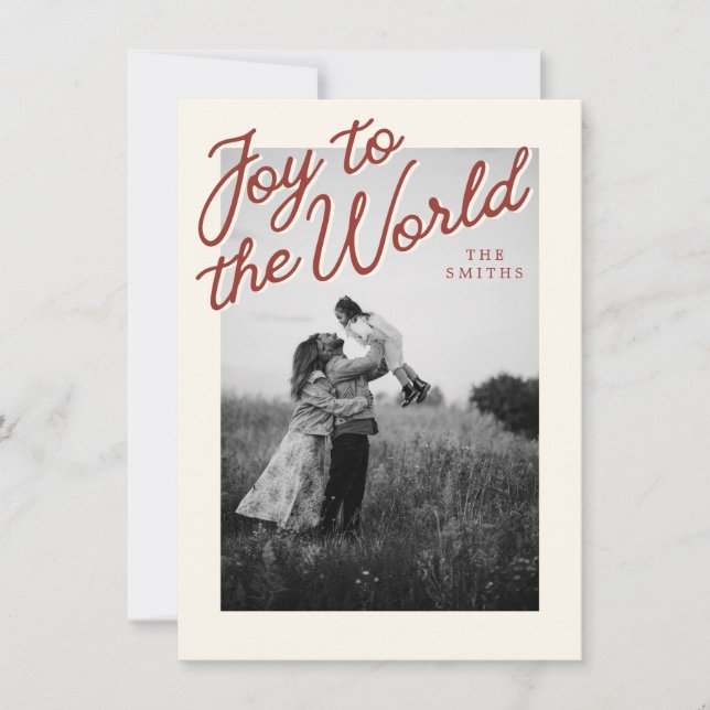 Tarjeta Festiva Joy Simple Christian Classic Red Christmas Photo (Anverso)