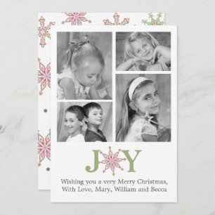 Tarjeta Festiva Joy Snowflake Christmas Photo Multi Photo