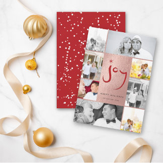 Tarjeta Festiva Joy & Star Brush Guión Faux Relieve metalizado Est