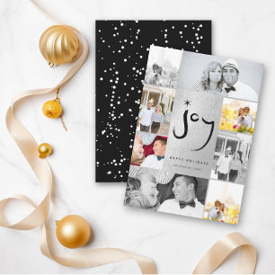Tarjeta Festiva Joy & Star Brush Guión Faux Relieve metalizado Est