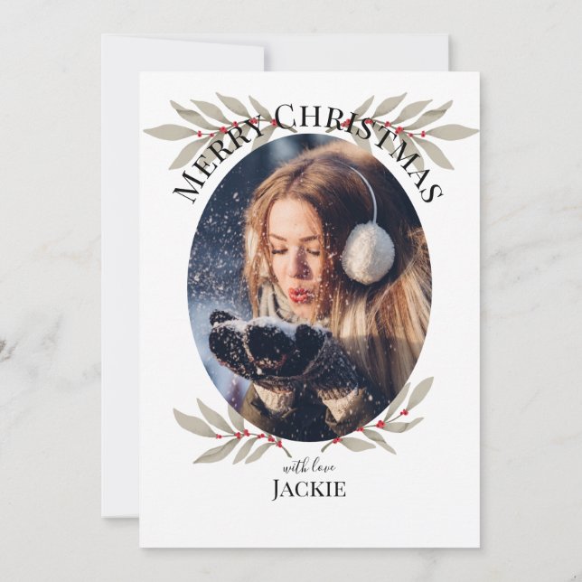 Tarjeta Festiva JOY -Tarjeta navideña de dos caras con foto de nav (Reverso)