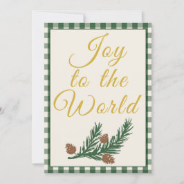 Tarjeta Festiva Joy To The World - Deep Pine Green