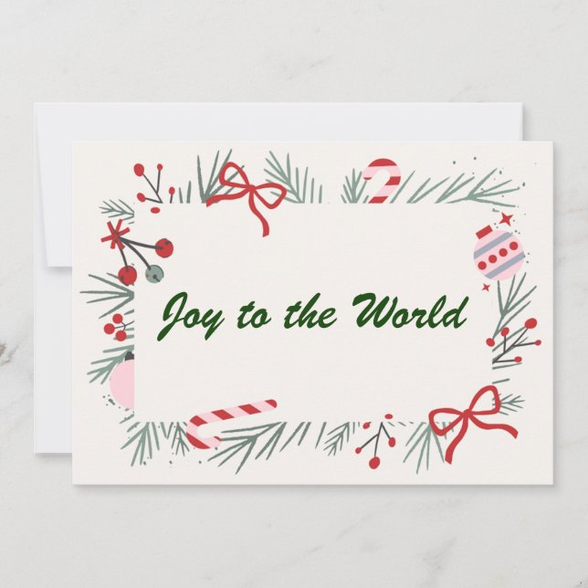 Tarjeta Festiva Joy to the World Elegant Christian Christmas Card (Anverso)