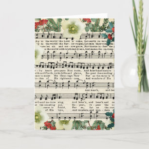 Tarjeta Festiva Joy to the World Vintage Christmas Sheet Music
